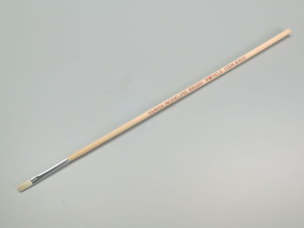 Tamiya Wooden Handle Horse-Hair Bristled No.0 Flat Modelling Paint Brush - 87015