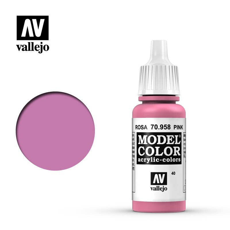 Vallejo Model Color Pink Acrylic 17ml/0.57 fl oz Dropper Bottle - 70.958