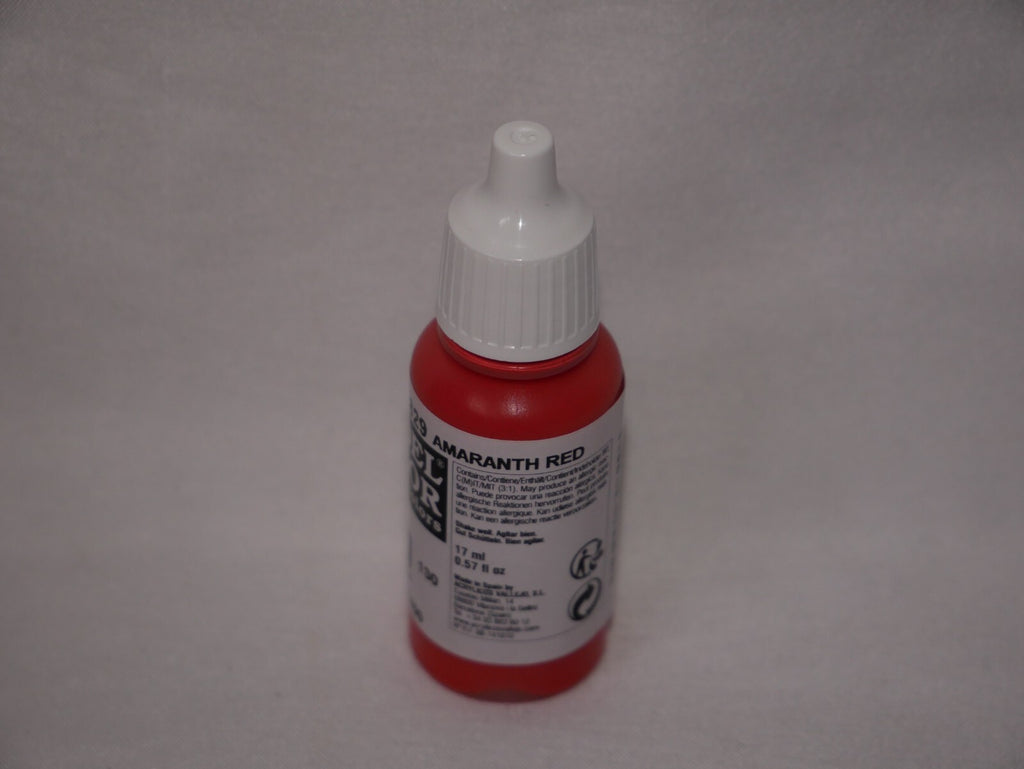 Vallejo Model Color Amaranth Red Acrylic 17ml/0.57 fl oz Dropper Bottle - 70.829