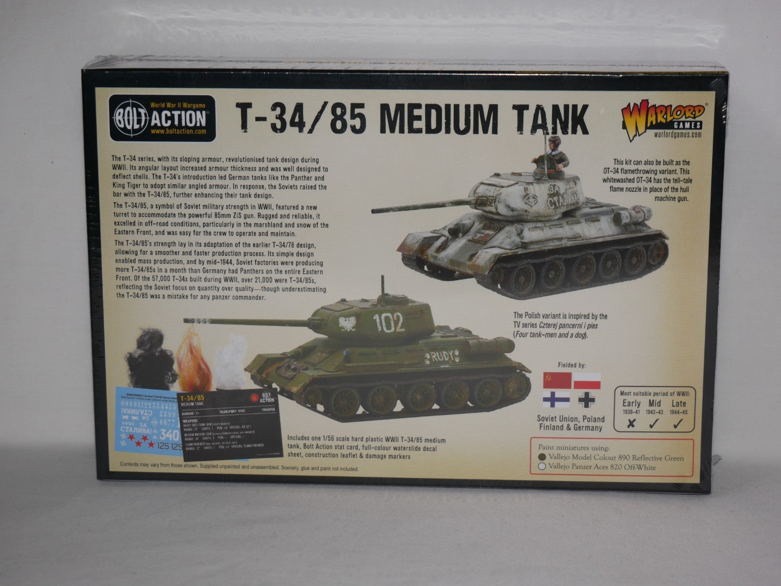 Warlord Games Bolt Action 1:56 Scale WWII Soviet T-34/85 Medium Tank - 402014004