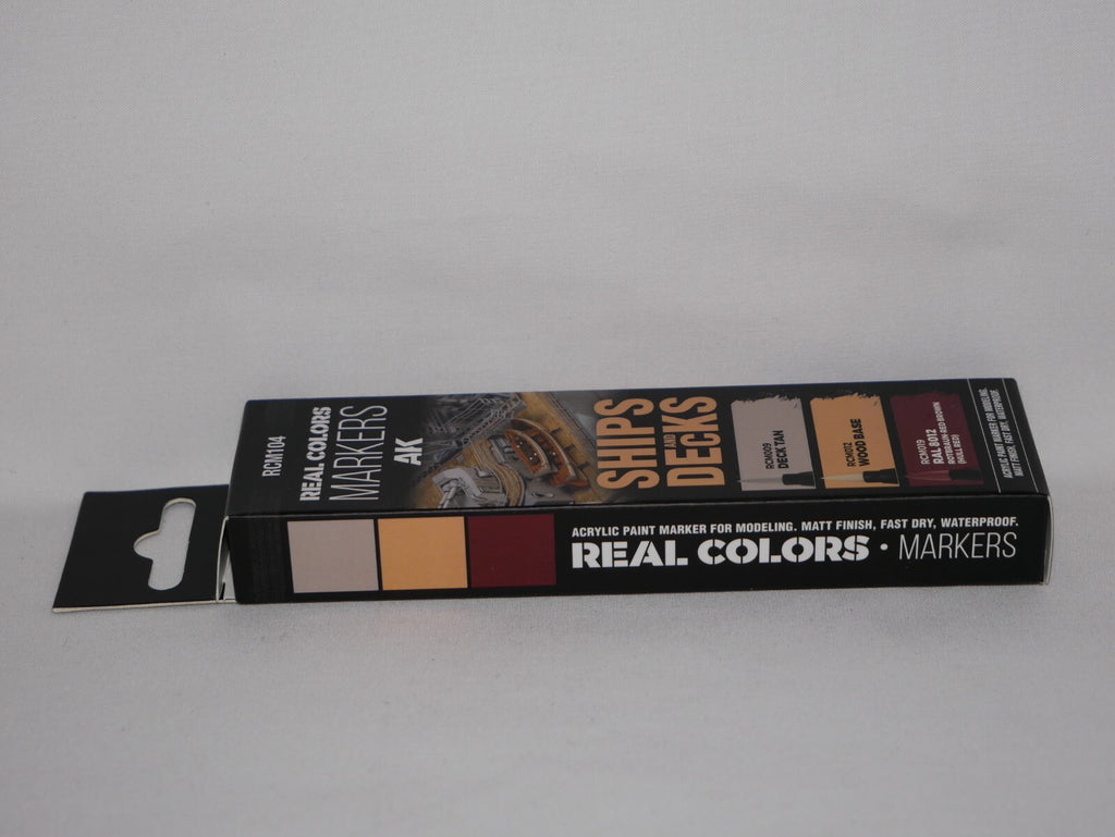 AK Interactive Real Colors Acrylic Markers Ships & Decks (3 Piece) Set - RCM104