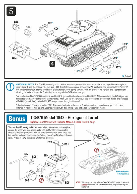 Rubicon Models 1:56 WWII Soviet T-34/85 Medium Tank (Mid & Late War) - 280021