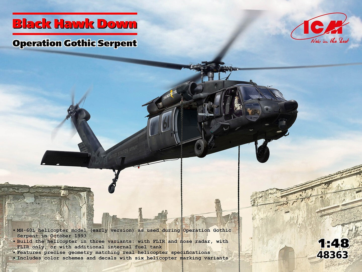 ICM 1:48 Scale Sikorsky MH-60L Black Hawk Down Operation Gothic Serpent - 48363
