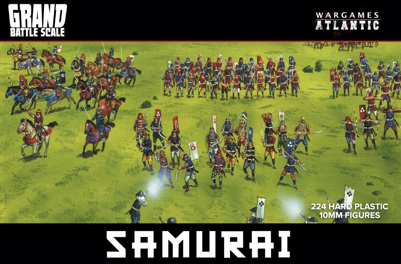 Wargames Atlantic Grand Battle Scale Hard Plastic 10mm Samurai Figures WAARN004S