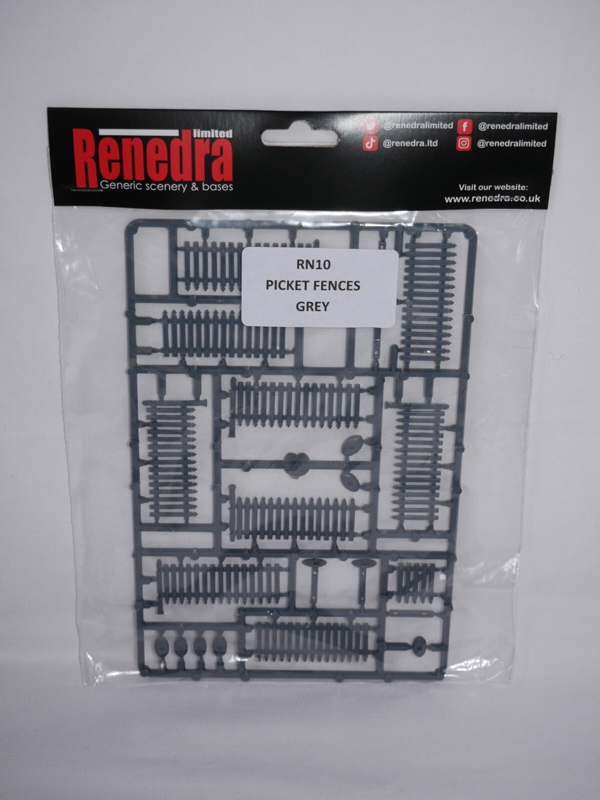 Renedra Ltd Generic Scenery & Bases 1/56 Scale Picket Fences Grey 1 Frames RN10