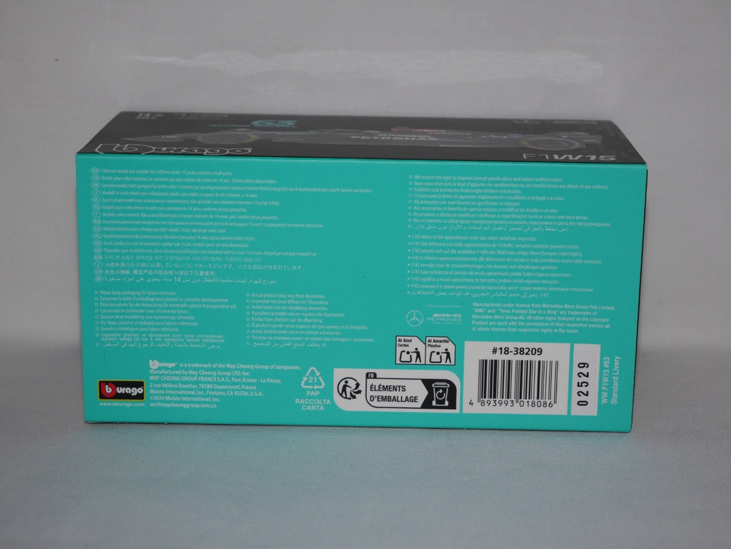 Burago 1:43 Scale Mercedes-AMG Petronas F1 2024 W15 No.63 Russell - #18-38209R