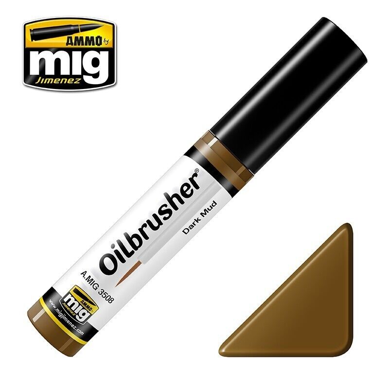 Ammo By Mig Jimenez Dark Mud Oilbrusher With Fine Brush Applicator - A.MIG-3508