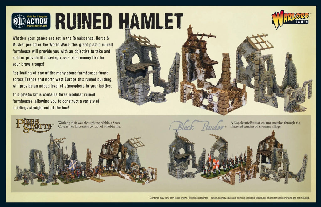 Warlord Games Bolt Action 1:56 Hard Plastic Modular Ruined Hamlet - 802010005