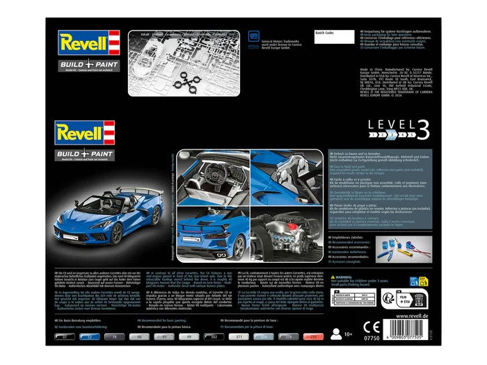 Revell 1:25 Scale Chevrolet Corvette C8 Cabriolet Sports Car Skill Level 3 07750