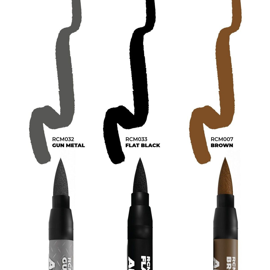AK Interactive Real Colors Fast Dry Acrylic Markers Weapons (3 Piece) Set RCM103