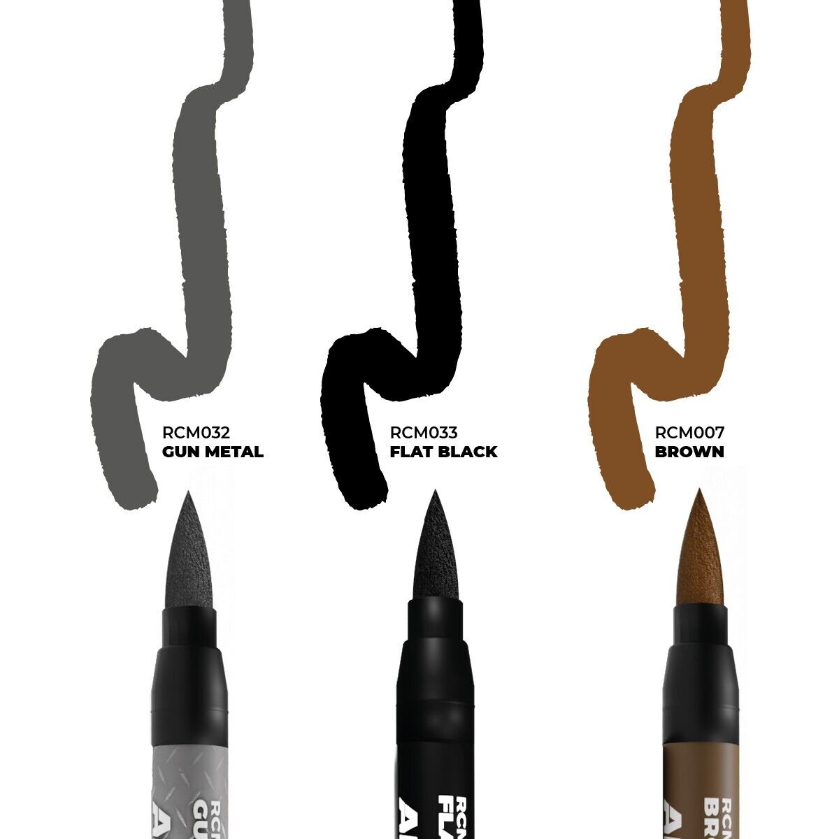 AK Interactive Real Colors Fast Dry Acrylic Markers Weapons (3 Piece) Set RCM103