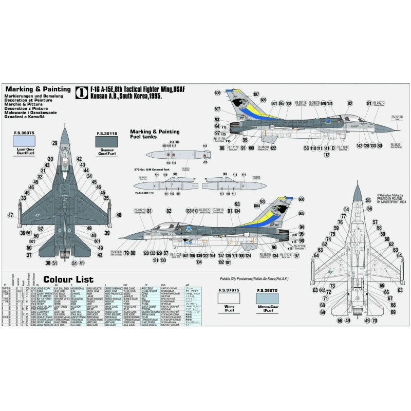 MisterCraft Hobby Kits 1:72 Scale (D-33) F-16A-15 Gunsmoke 89 Fighter Jet 040338