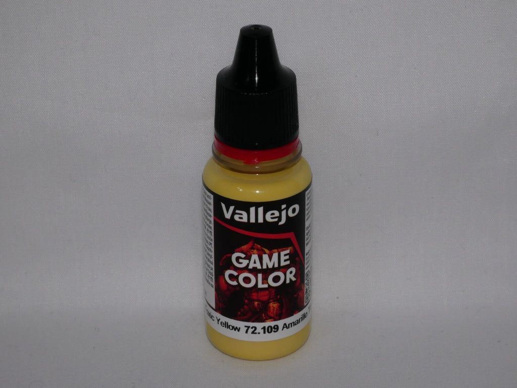 Vallejo Game Color Acrylics Toxic Yellow 18ml/0.6 fl oz Dropper Bottle - 72.109