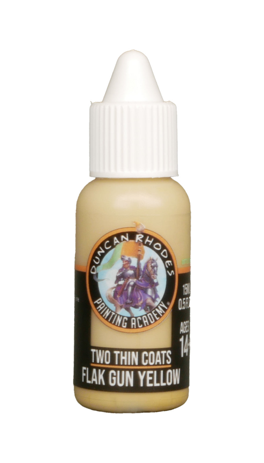 Duncan Rhodes Painting Academy Two Thin Coats Flak Gun Yellow 15ml Bottle 10128
