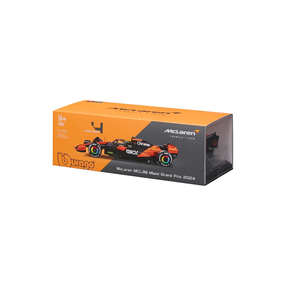 Burago 1:24 McLaren MCL38 Miami Grand Prix 2024 No.4 Lando Norris - #18-28033N