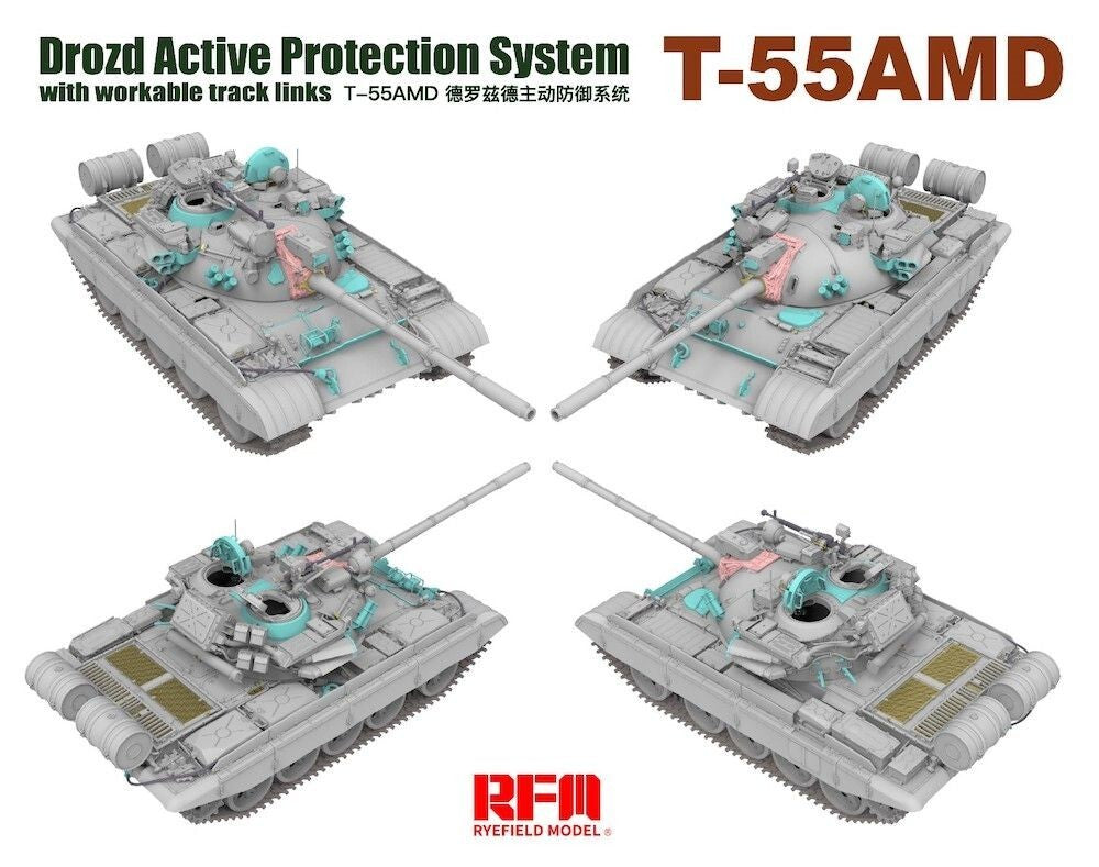 Ryefield Model 1:35 Soviet Union T-55 AMD Drozd Active Protection System - 5091