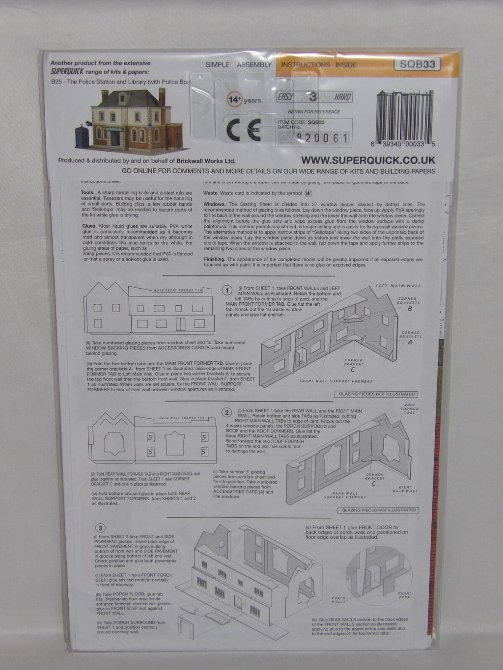 Superquick Model Kits 1:76 Scale Railway Hotel Scaled For "HO/OO" - SQB33