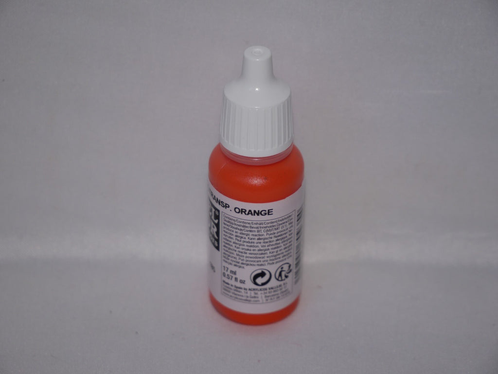 Vallejo Model Color Transparent Orange Acrylic 17ml Dropper Bottle - 70.935