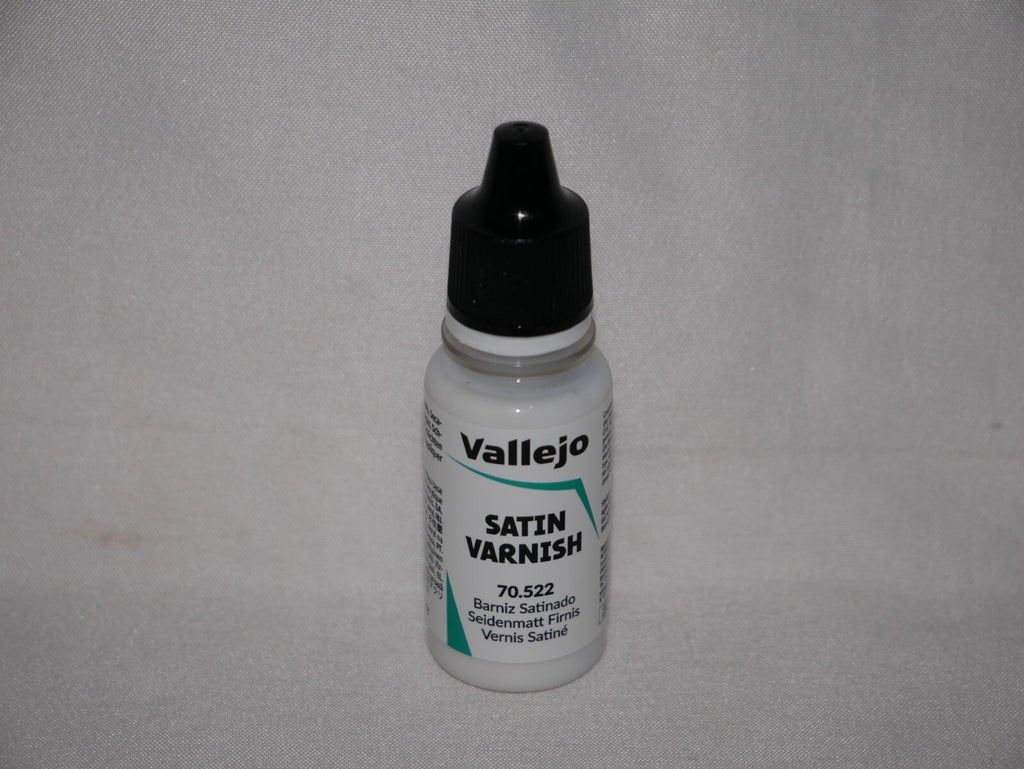 Vallejo Auxiliary Products Satin Varnish 18ml/0.60 fl oz Dropper Bottle - 70.522