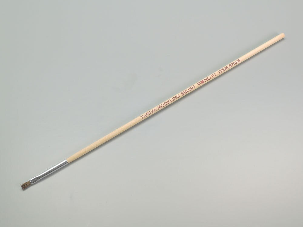 Tamiya Wooden Handle Horse-Hair Bristled No.01 Flat Modelling Paint Brush 87028