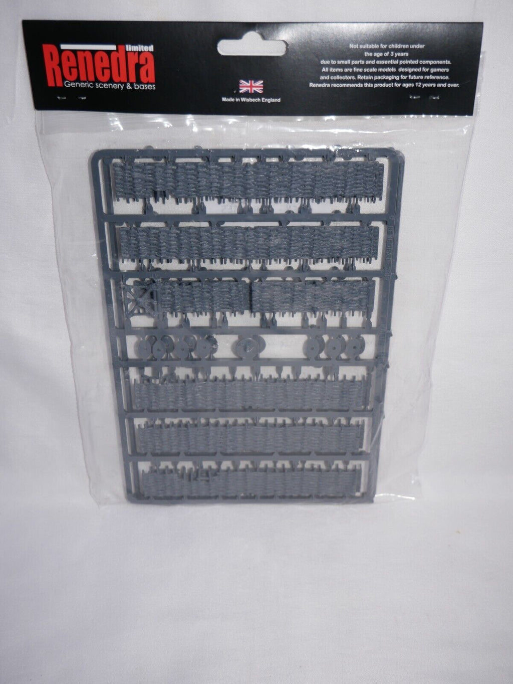 Renedra Ltd Generic Scenery & Bases 1/56 Scale Wattle Fences Grey 2 Frames RN16