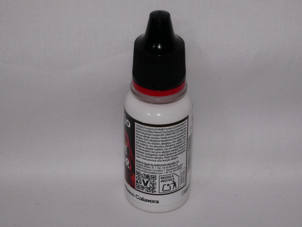 Vallejo Game Color Acrylic Range Dead White 18ml/0.6 fl oz Dropper Bottle 72.001