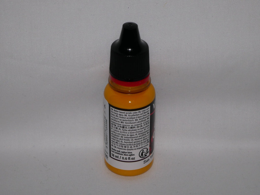 Vallejo Game Color Acrylic Range Sun Yellow 18ml/0.6 fl oz Dropper Bottle 72.006
