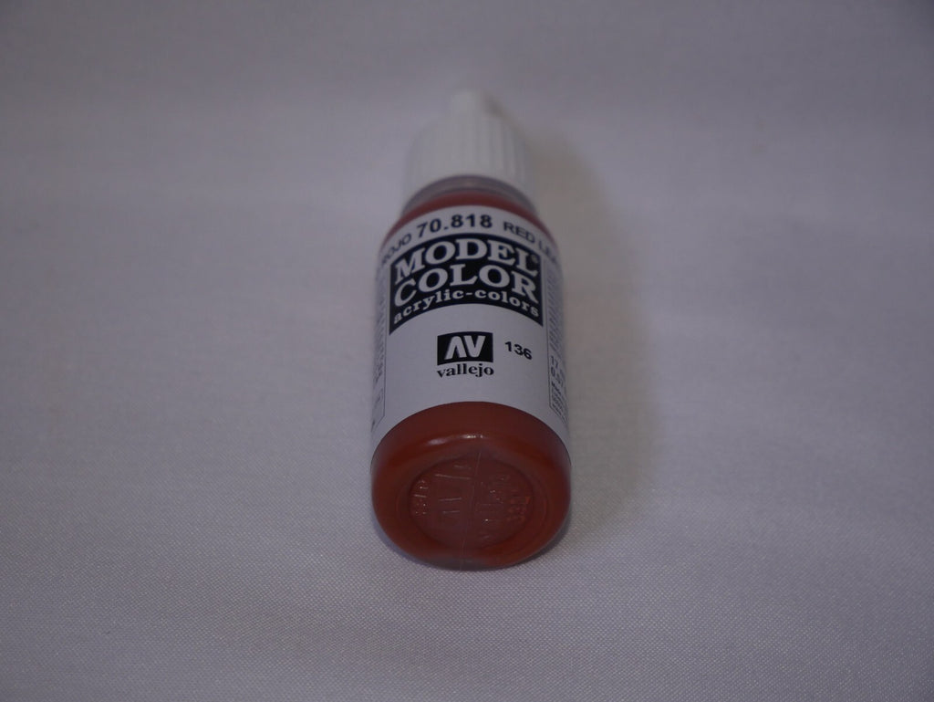 Vallejo Model Color Red Leather Acrylic 17ml /0.57 fl oz Dropper Bottle - 70.818