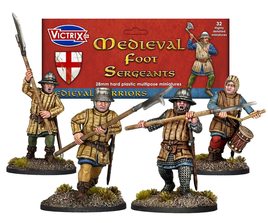 Victrix Medieval Warriors 28mm Scale Hard Plastic Medieval Foot Sergeants VXM006