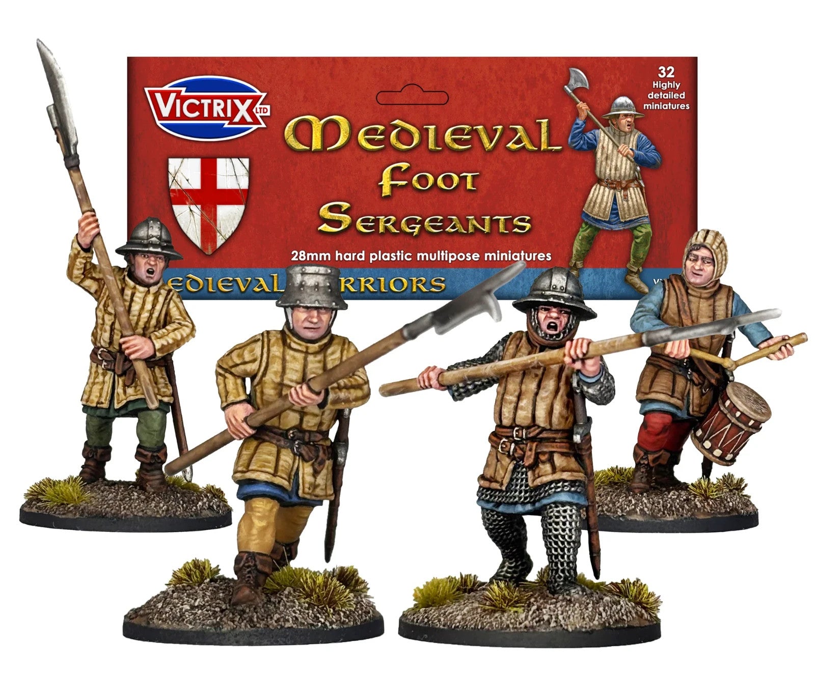 Victrix Medieval Warriors 28mm Scale Hard Plastic Medieval Foot Sergeants VXM006