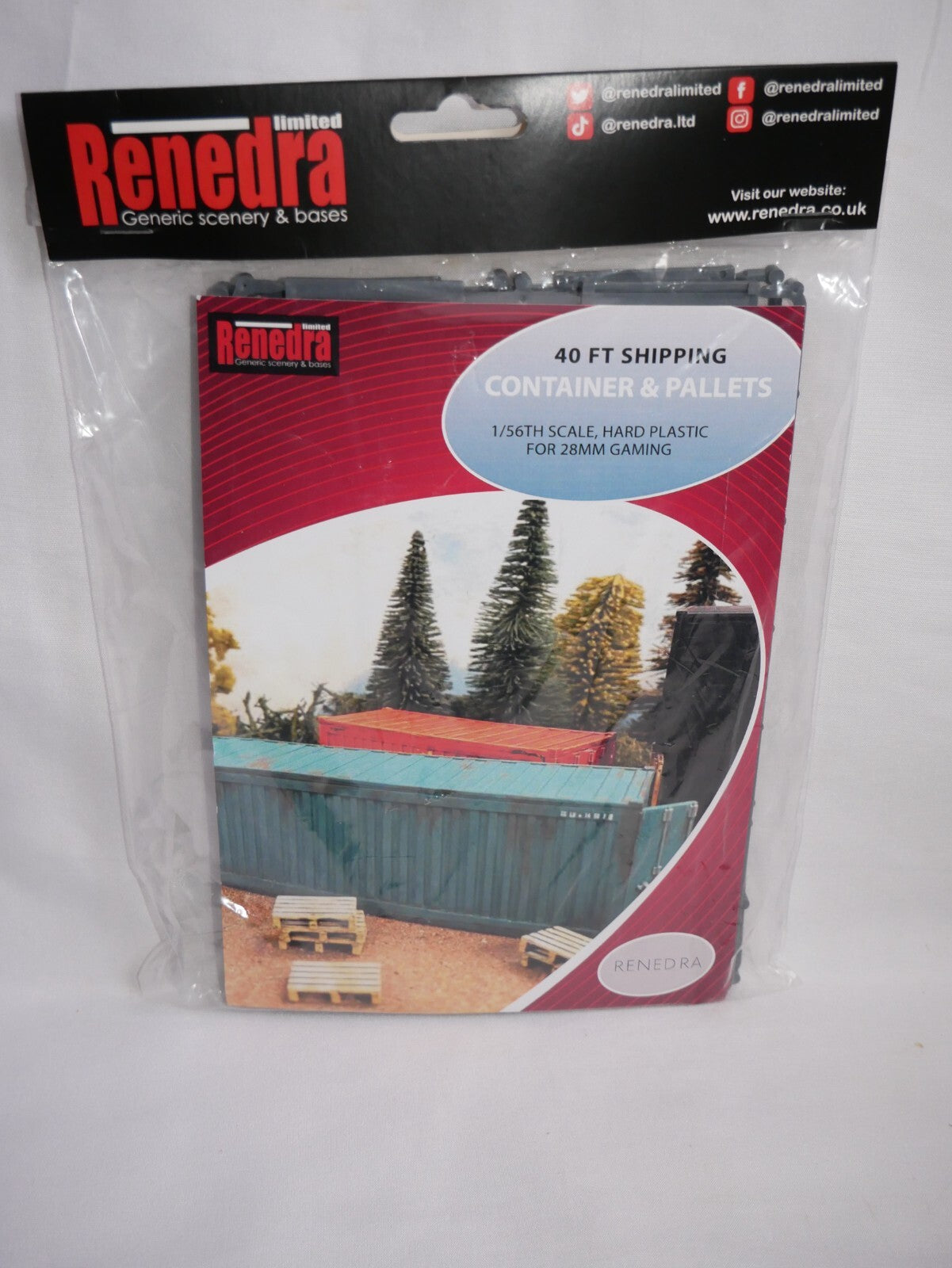 Renedra Ltd Generic Scenery & Bases 1/56 Scale 40ft Shipping Container & Pallets