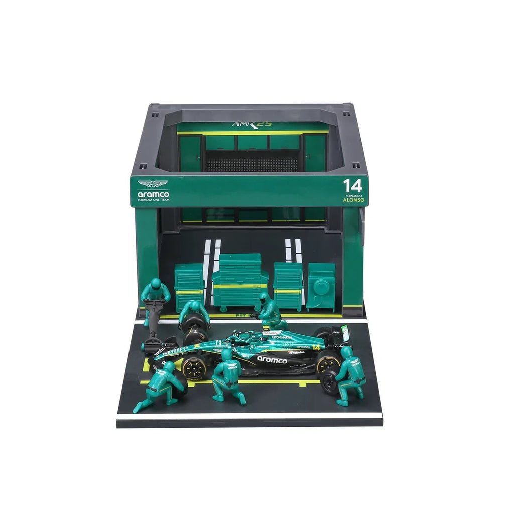 Burago 1:43 Aston Martin Cognizant Aramco Formula 1 Team Pit Pass Diorma Playset -  #18-38460A