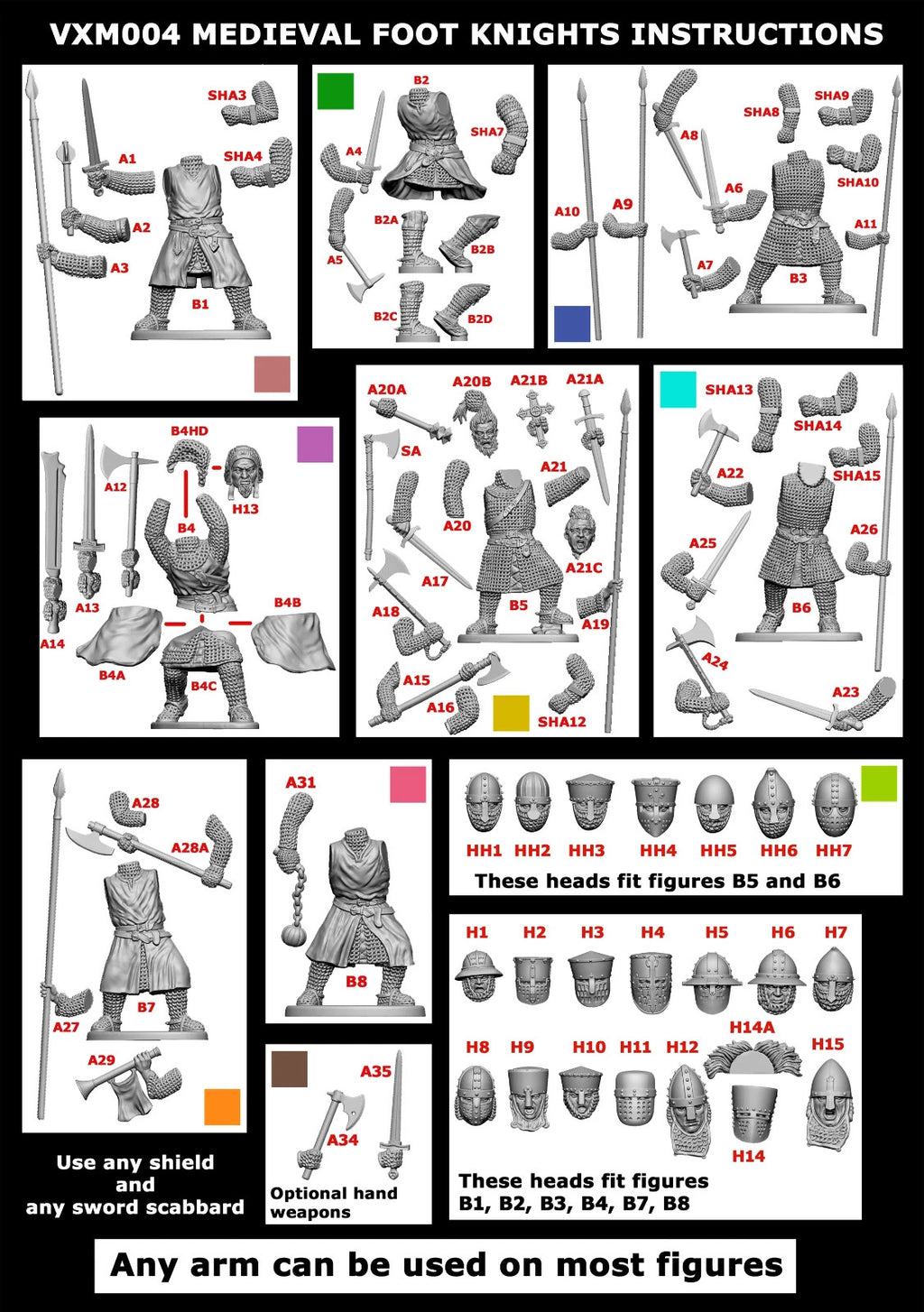Victrix Medieval Warriors 28mm Scale Hard Plastic Medieval Foot Knights - VXM004