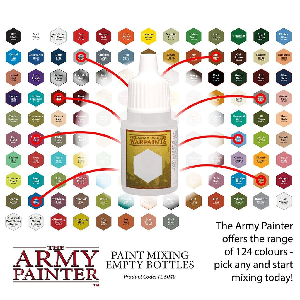 The Army Painter Empty Paint Mixing Bottles 12ml  (6 Dropper Bottle Pack) TL5040