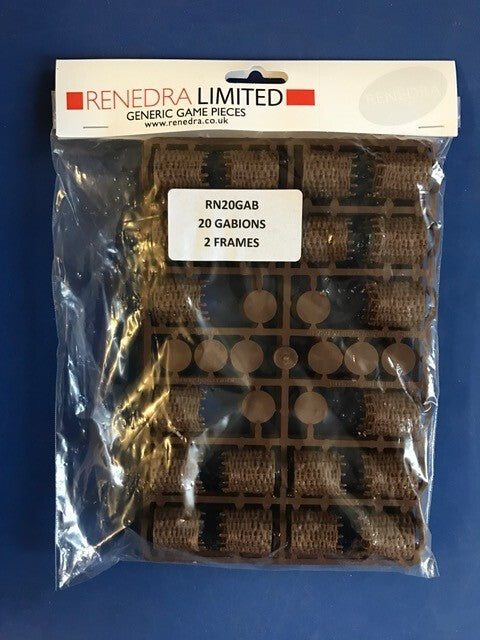 Renedra Ltd Generic Scenery & Bases 1/56 Scale 20 Gabions Grey 2 Frame - RN20GAB
