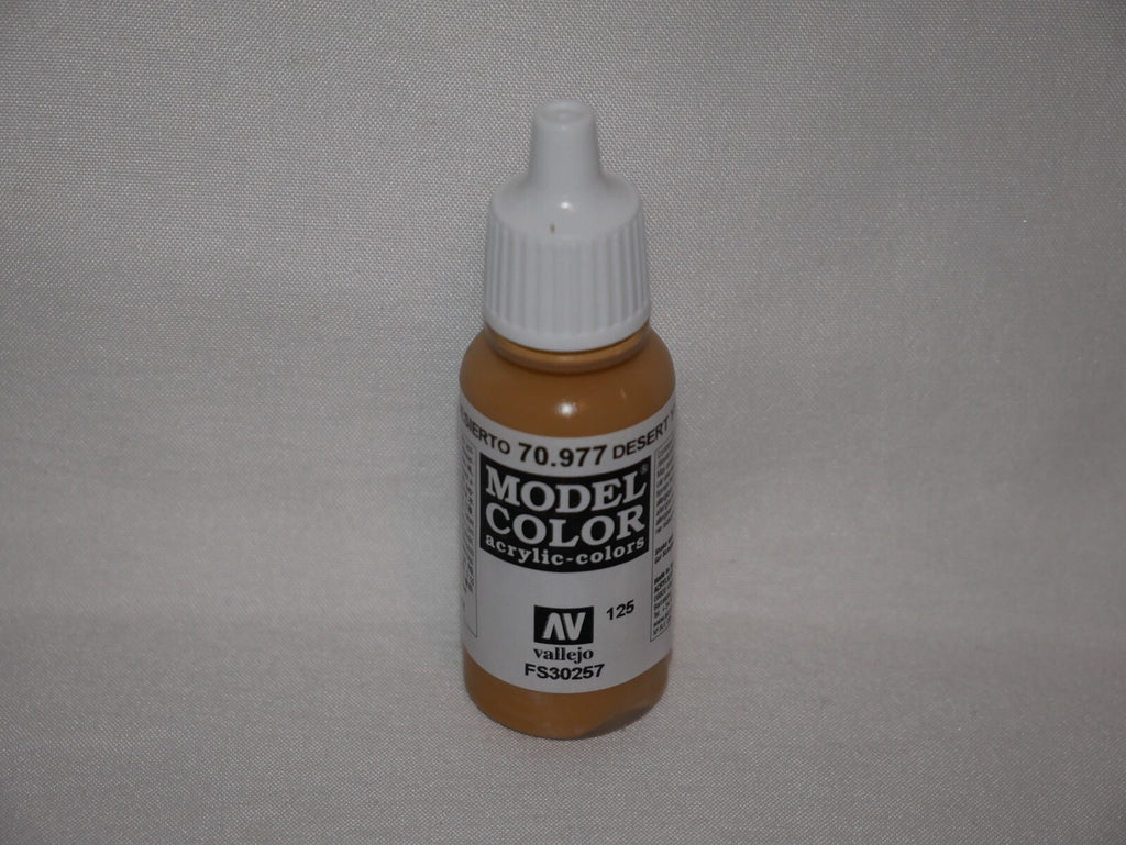 Vallejo Model Color Desert Yellow Acrylic 17ml/0.57 fl oz Dropper Bottle 70.977