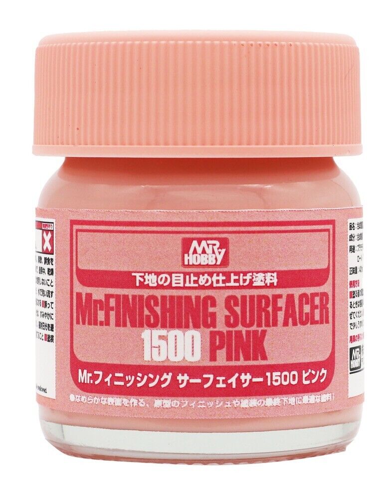 Mr Hobby Mr Finishing Surfacer 1500 Pink Primer Paint 40ml Glass Bottle - SF-292