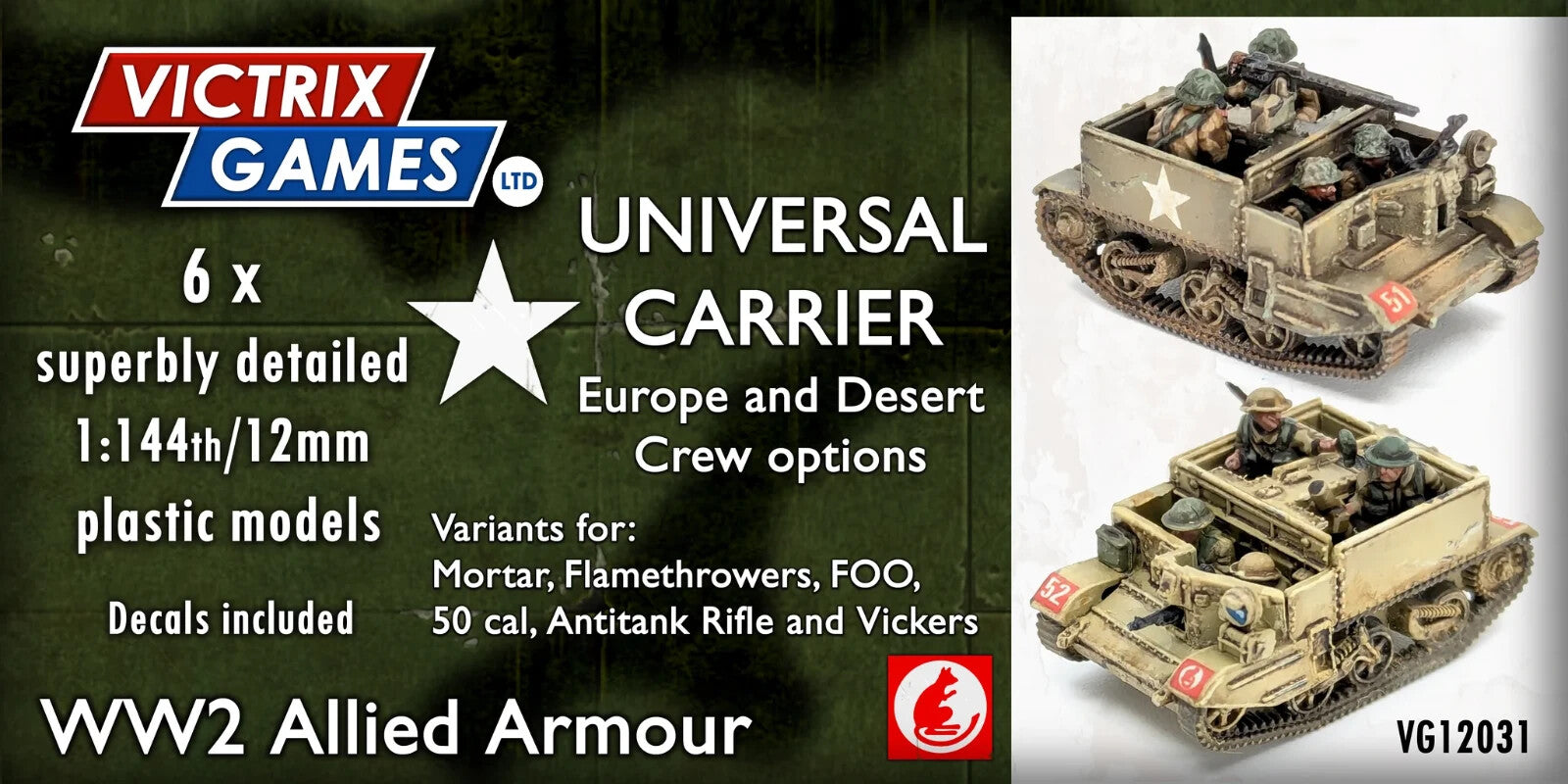 Victrix 1:144 Scale Universal Carrier With Europe & Desert Crew Options VG12031