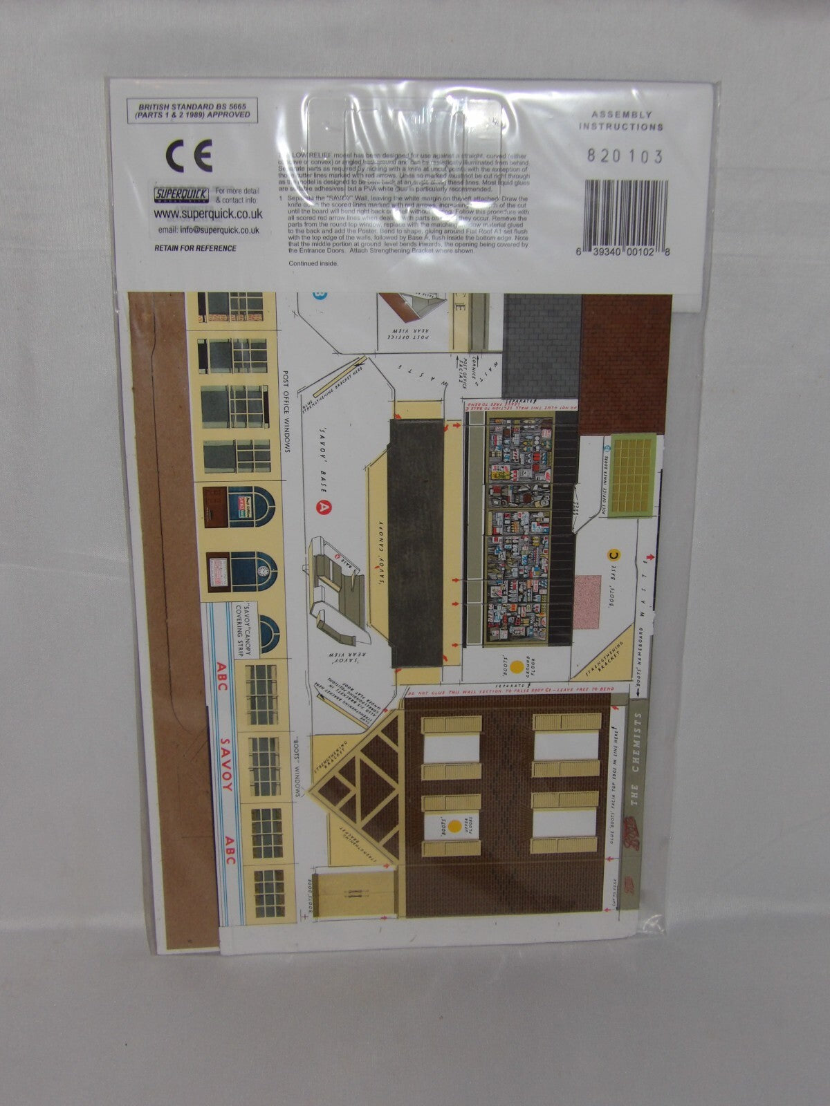 Superquick Low Relief Model Kits 1:76 Scale Cinema, Post Office And Shop SQC2