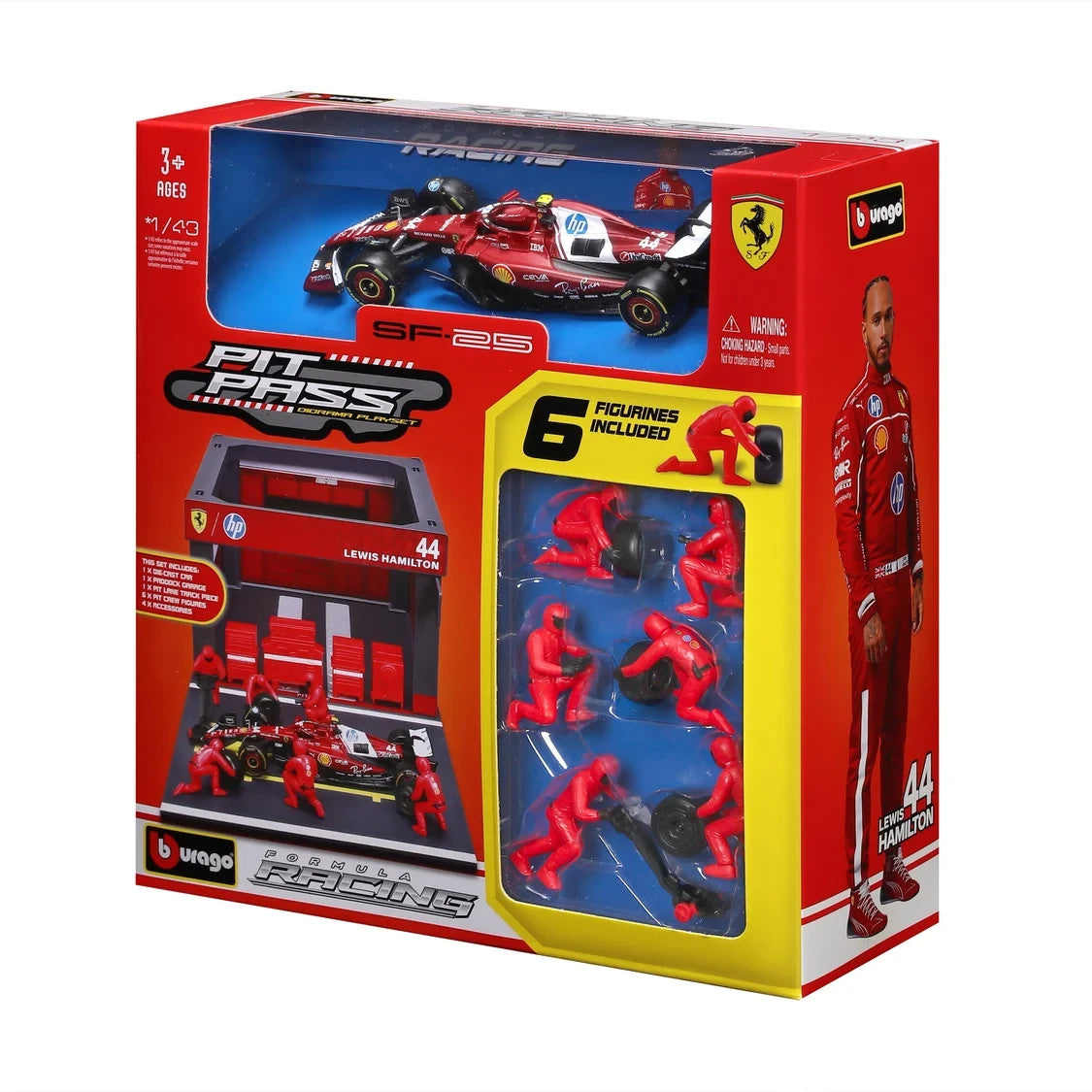 Burago 1:43 Scuderia Ferrari Formula One Team L.Hamilton Pit Pass Diorma Playset - #18-36865H