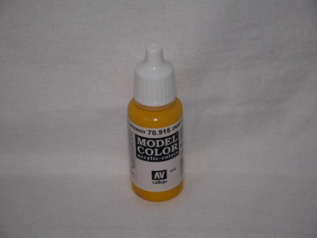 Vallejo Model Color Deep Yellow Acrylic 17ml/0.57 fl oz Dropper Bottle - 70.915