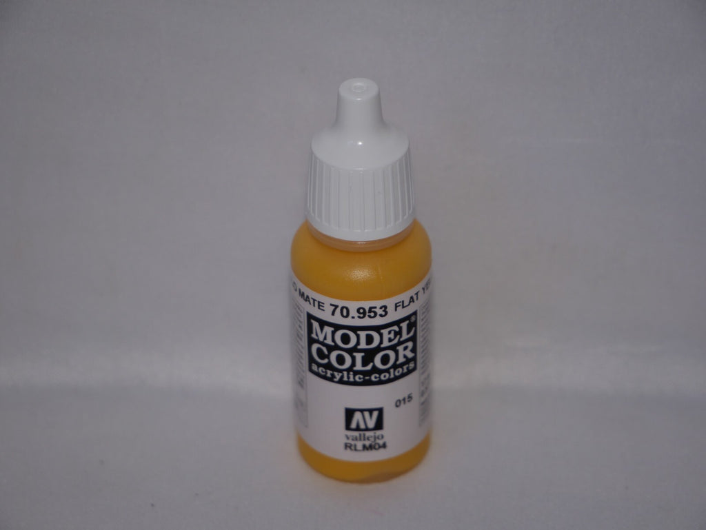Vallejo Model Color Flat Yellow Acrylic 17ml/0.57 fl oz Dropper Bottle - 70.953
