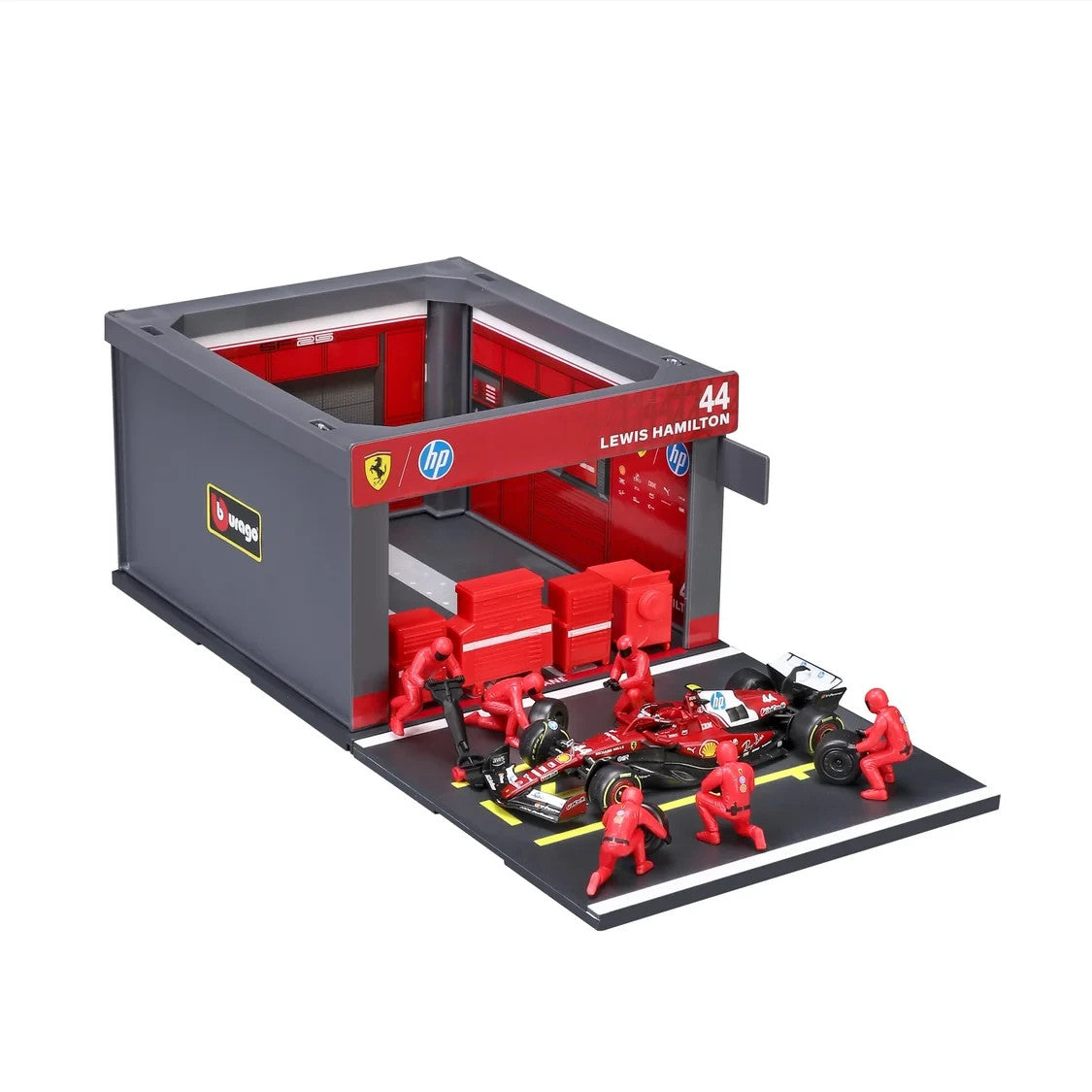 Burago 1:43 Scuderia Ferrari Formula One Team L.Hamilton Pit Pass Diorma Playset - #18-36865H