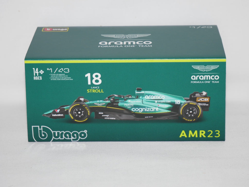 Burago 1:43 Aston Martin Cognizant Aramco F1 Team AMR23 No.18 Stroll #18-38091S