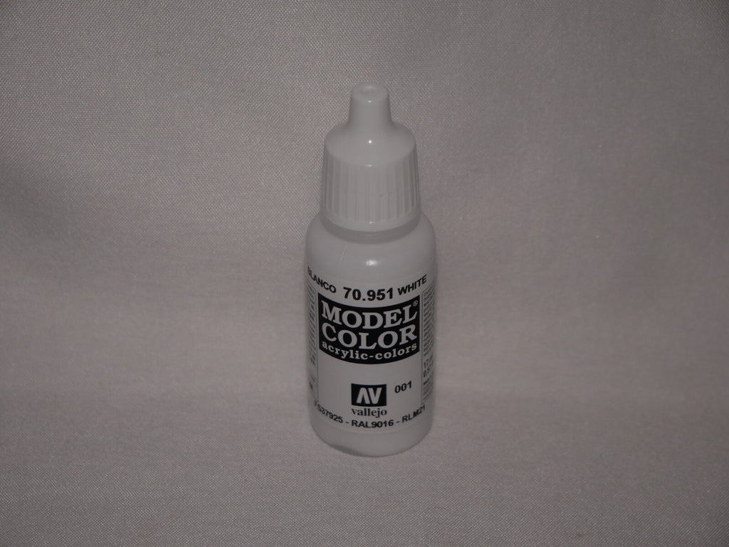 Vallejo Model Color White Acrylic 17ml/0.57 fl oz Dropper Bottle - 70.951