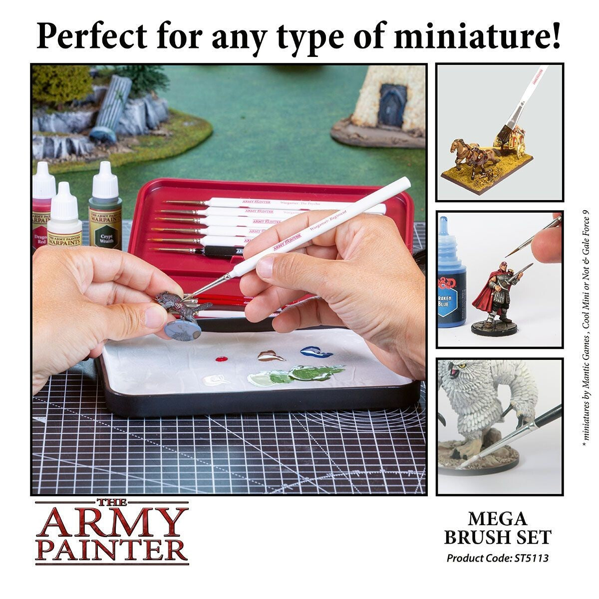 The Army Painter Miniature Wargames Mega Paint Brush Set (10 Burshes) - ST5113