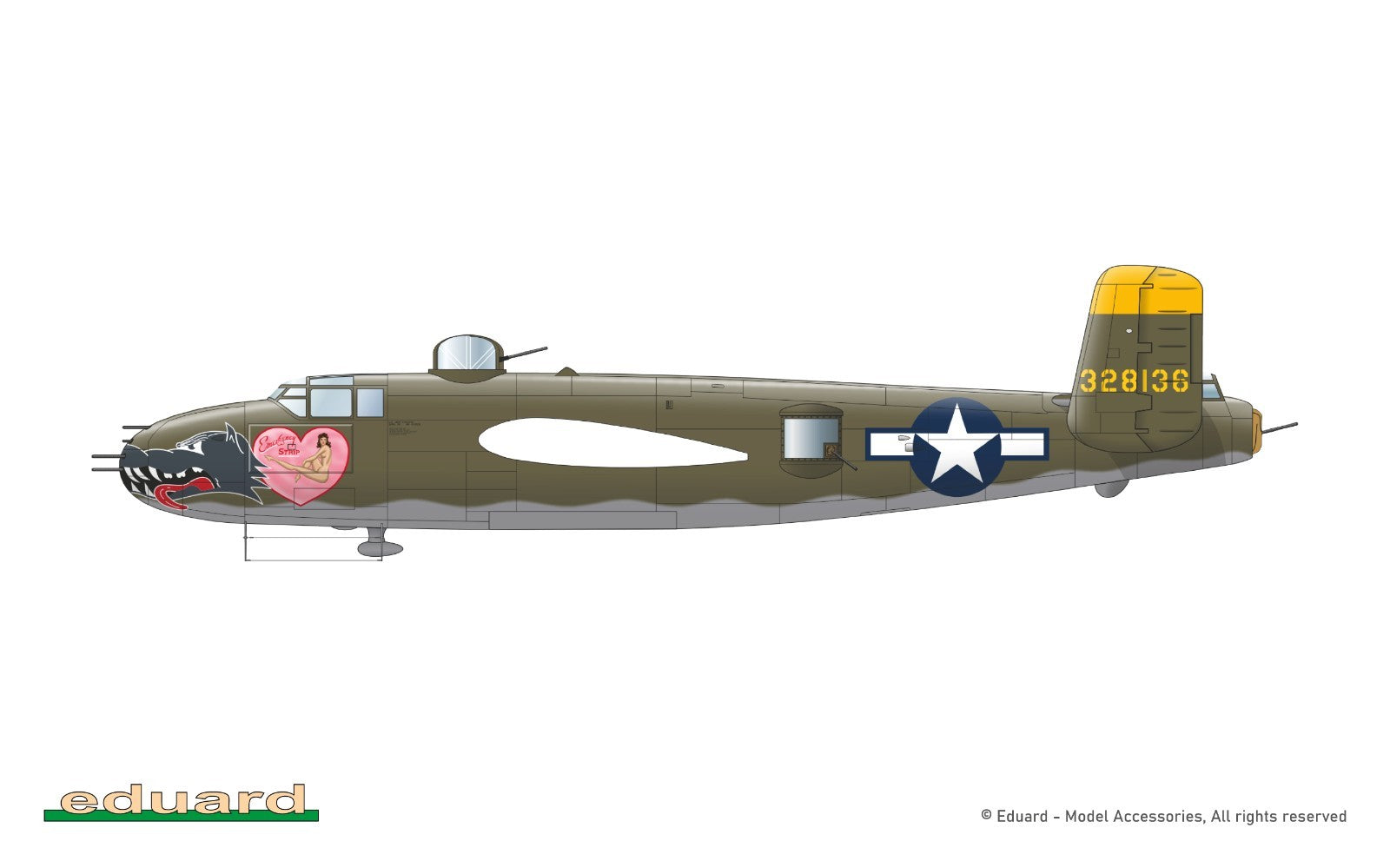 Eduard 1:48 Scale North American B-25J Mitchell Gunship (Strafer) Model - 548001