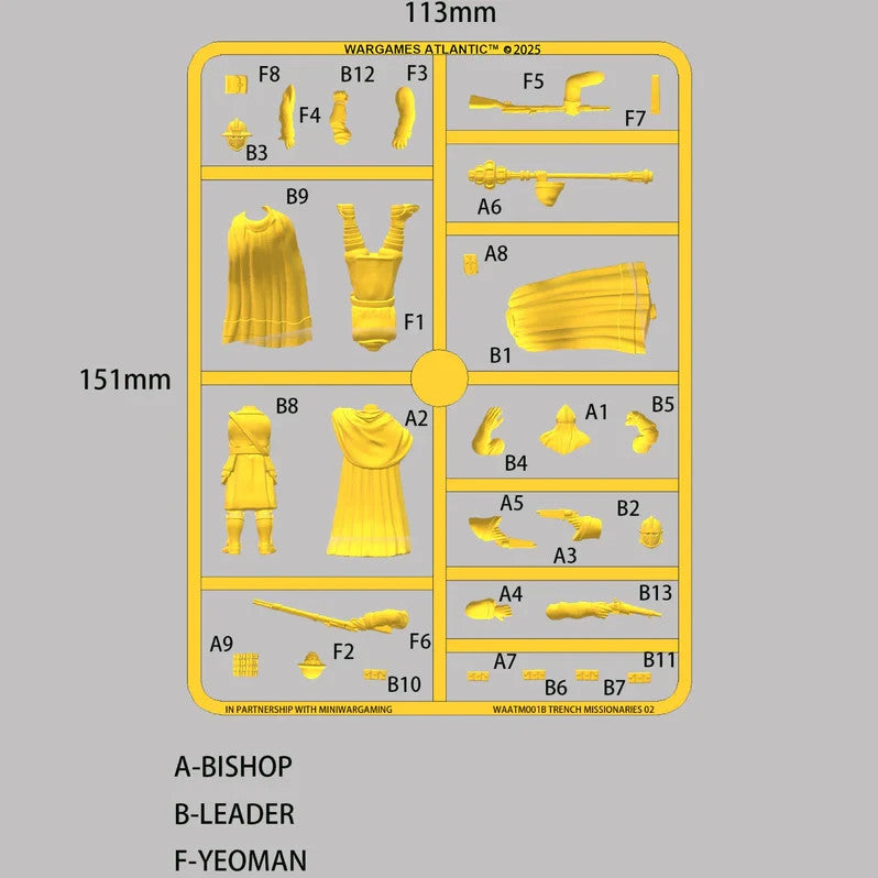 Wargames Atlantic 32mm Hard Plastic Trench Missionaries Miniatures - WAATW001