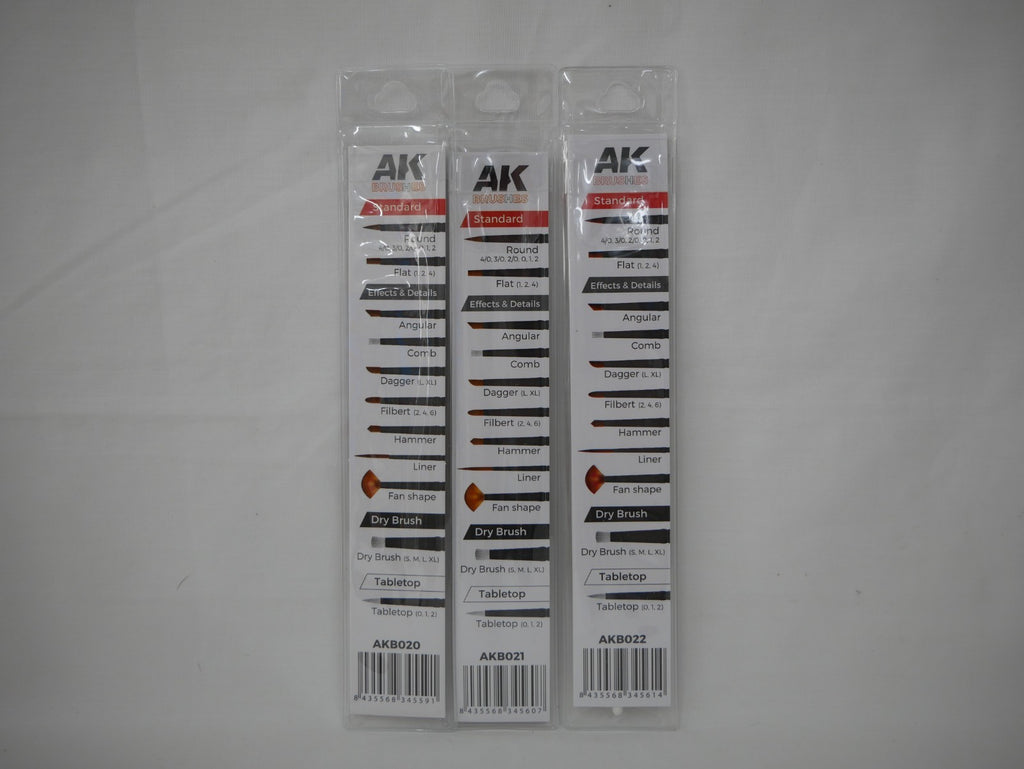 AK Interactive Tabletop Synthetic 3 Piece Miniature Painting Brush Set - AKB102