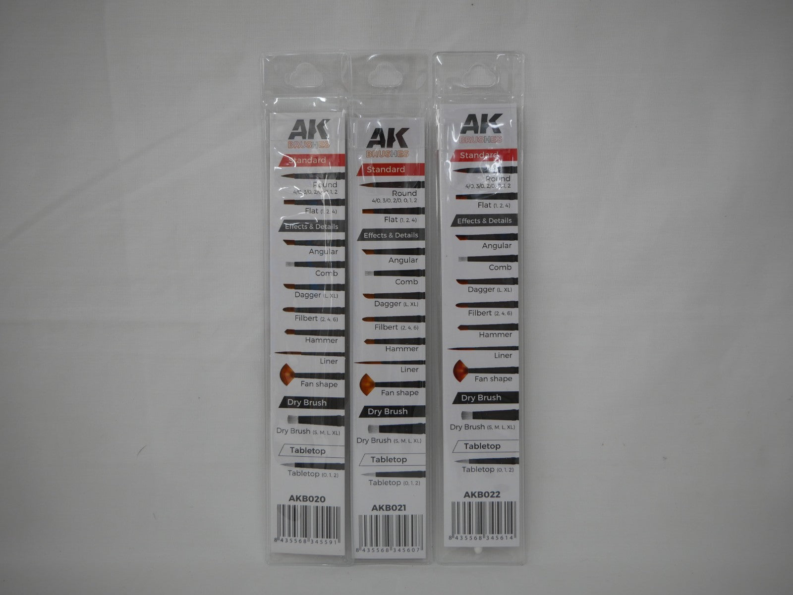 AK Interactive Tabletop Synthetic 3 Piece Miniature Painting Brush Set - AKB102